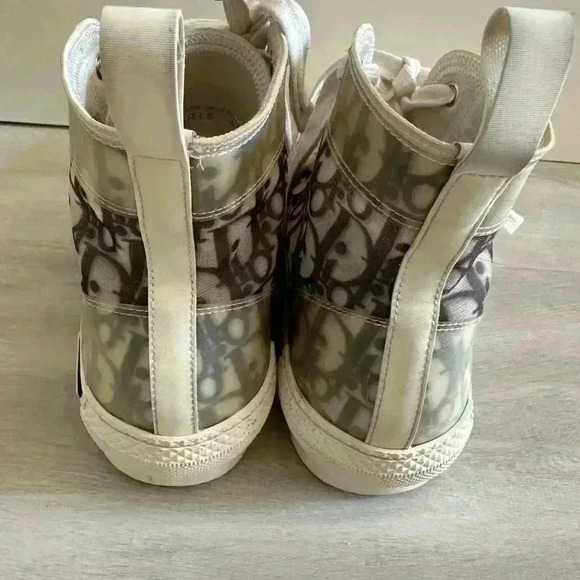 Christian Dior High Top Sneakers Oblique Canvas 40 White/gray - Picture 5 of 16